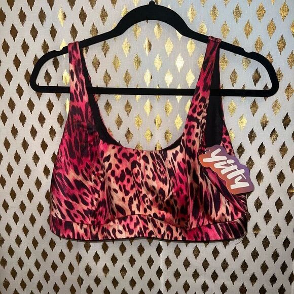 NWT YITTY pink leopard Headliner Shaping Midi Bralette sports bra size XXL - Picture 3 of 10